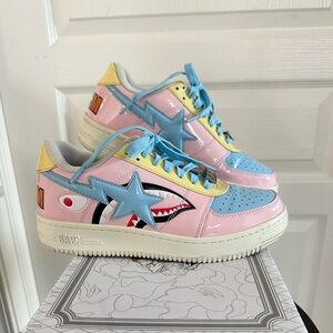 Authentic A Bathing Ape Bape Sta Low M2 20th Anniversary Patent Pink Mens size 8